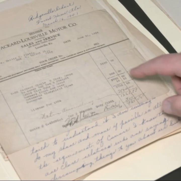 Keith Kaiser reads documents at the Filson Historical Society